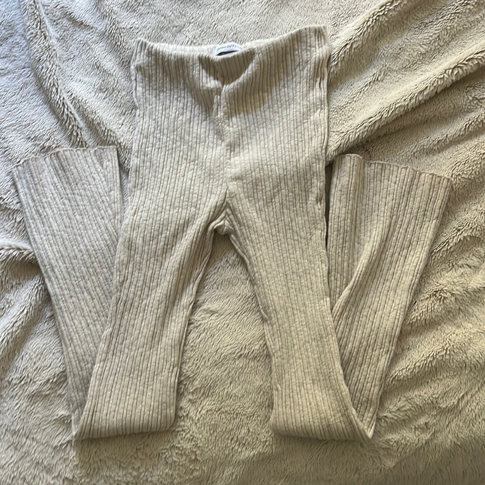 tan knit flare pants urban outfitters